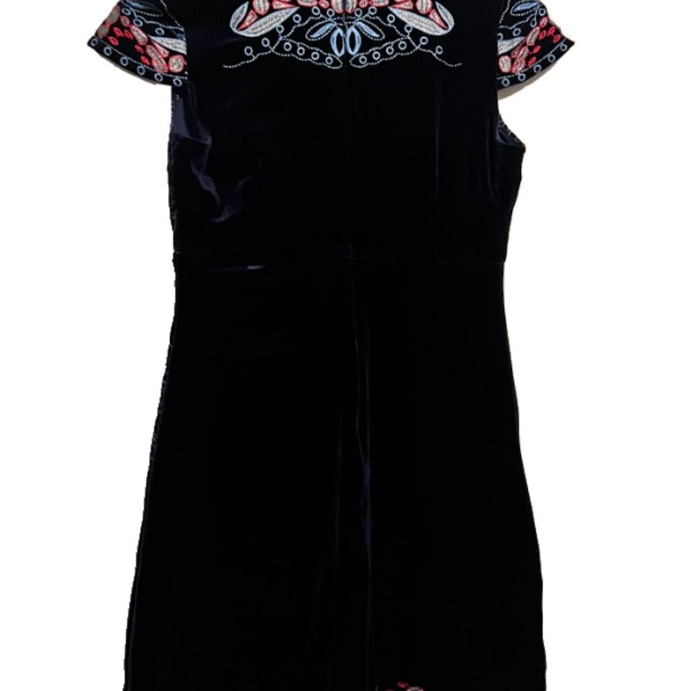 Foxiedox Embroidered Velvet Dress Size S - Picture 6 of 9
